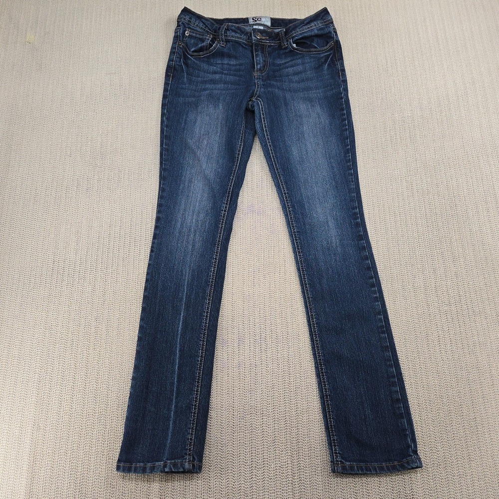 So Jeans Womens 5 30 Waist Blue Denim Straight Leg Dark Wash